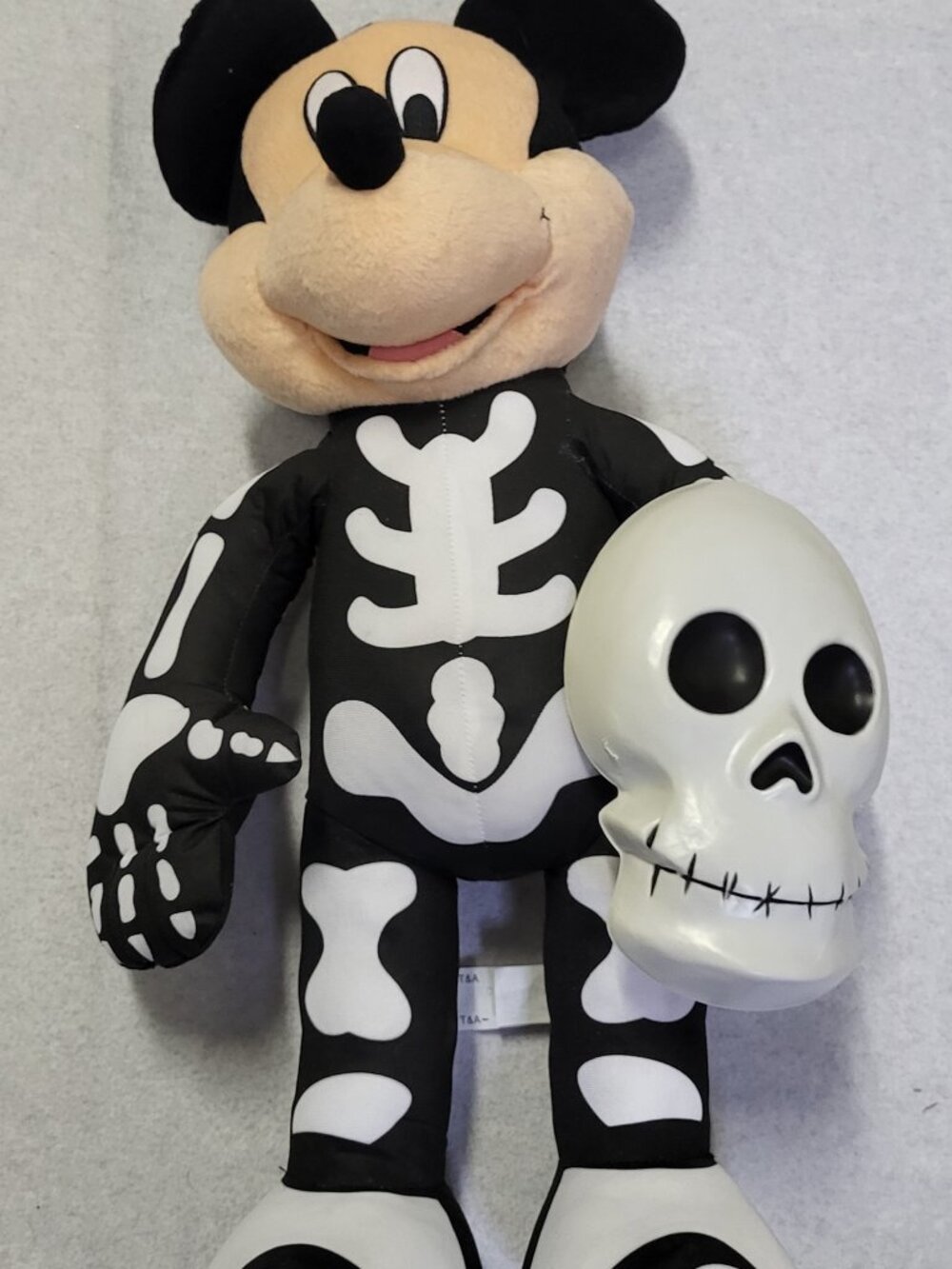 Disney Gemmy Mickey Mouse in Skeleton Costume with Mask Porch Greeter